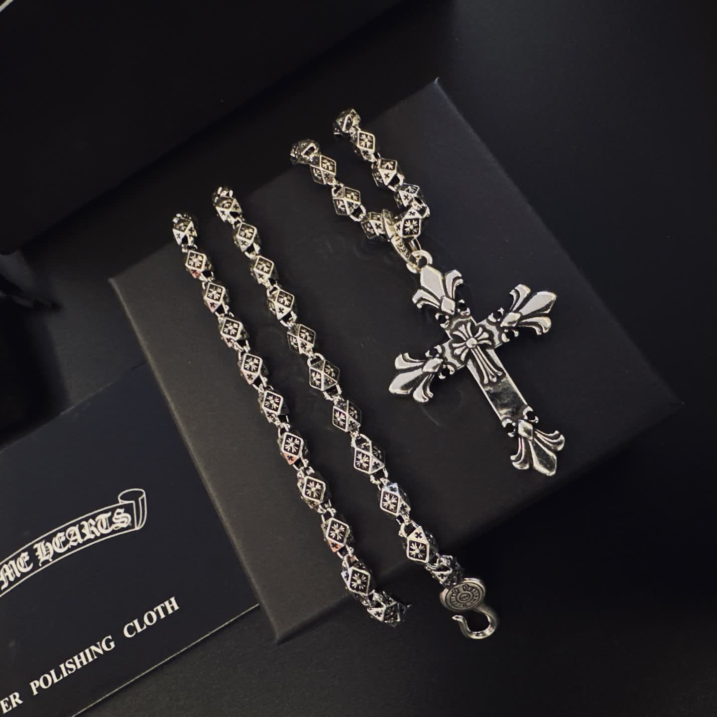 Chrome Hearts Silver Cross Pendant Necklace